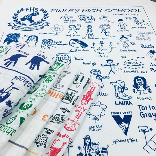 Childrens-drawings-or-artwork-to- tea towelsons for schools.